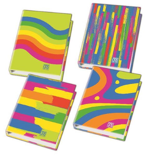 BLASETTI FANTAFLUO RACCOGLITORE IN CARTONCINO 4 ANELLI DA 30 mm 320X260 mm FANTASIE ASSORTITE CONF 6 Pz.
